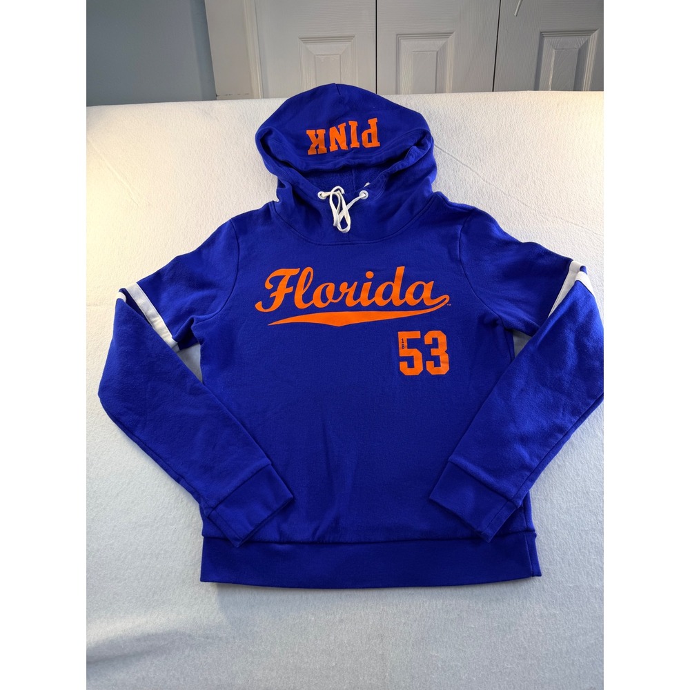 Victoria's Secret PINK Florida Gators Hoodie Blue Orange Lace Up Sweatshirt